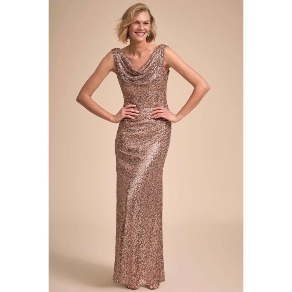 BHLDN Francia Cowl Neck Sequin Gown